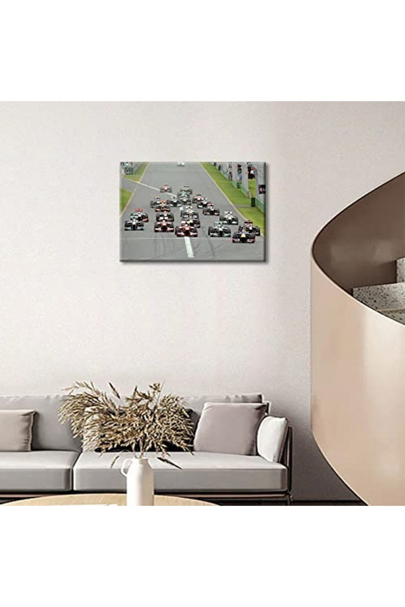TISHIRON Canvas Wall Art F1 Racing Car Urban Championship World Series Championship Sports Giclee Poster Modern Home Sports Decor for Home Living Room Office Dining Room Framed Ready to Hang - 24"W x 16"H - Image 3