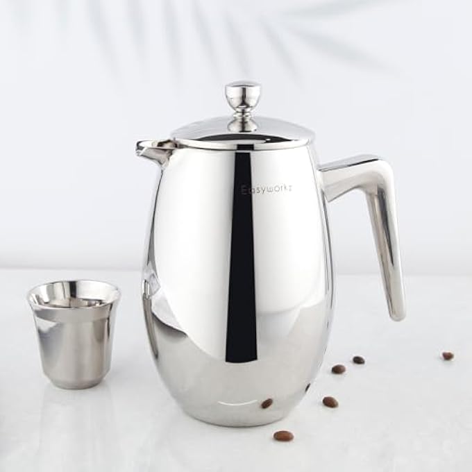 EASYWORKZ Nando French Press 700Ml Double Wall Insulated Thermal Coffee Maker304 Stainless Steel Cafetiere - Image 4