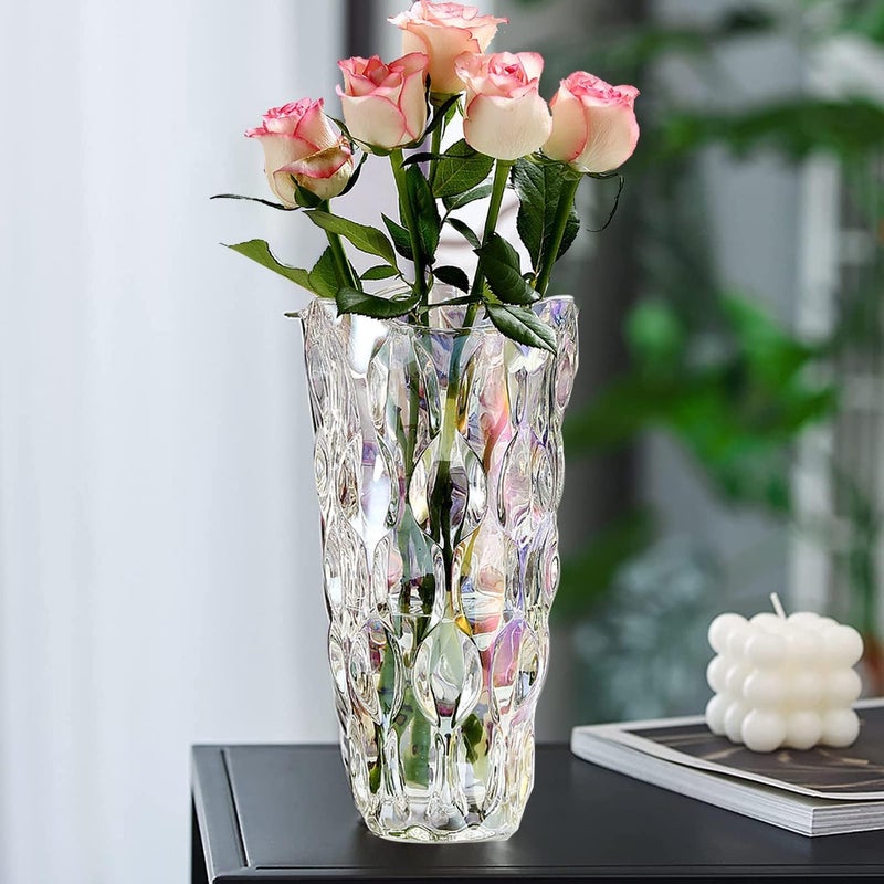 CEMABT 9.5inch 3.4 lb Glass Vases for Flowers Unbreakable Thickened Morden vase for Tables Centerpieces,Colorful,Vintage and Clear Rose Large Flower vases for Bouquet Unique Giftsï¼ˆColorfulï¼‰ - Image 3