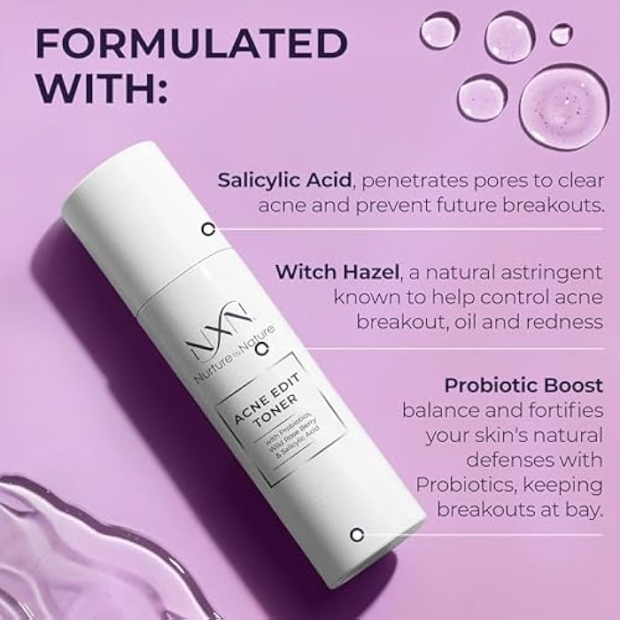 NxN Acne Facial Toner with Salicylic Acid, Witch Hazel, Probiotics & Natural Multi-Fruit Extracts Alcohol Free Treatment for All Skin Types - Image 5