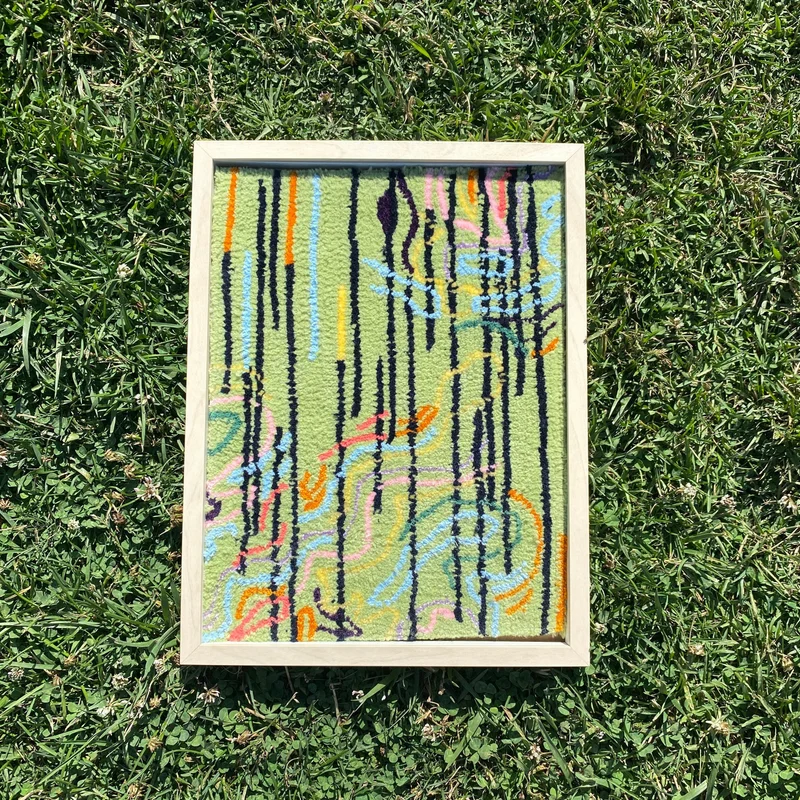 FILLE A FILLE Green Flow Tufted Artwork