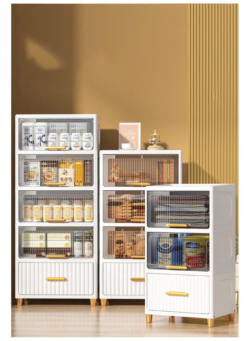 تشولوفز صناديق تخزين بأربع طبقات بأغطية، صناديق تخزين كبيرة جدًا، خزانة تنظيم للمطبخ، خزانة تنظيم وجبات خفيفة شفافة متعددة الطبقات قابلة للطي، للمنزل والمطبخ وغرفة النوم - Image 3