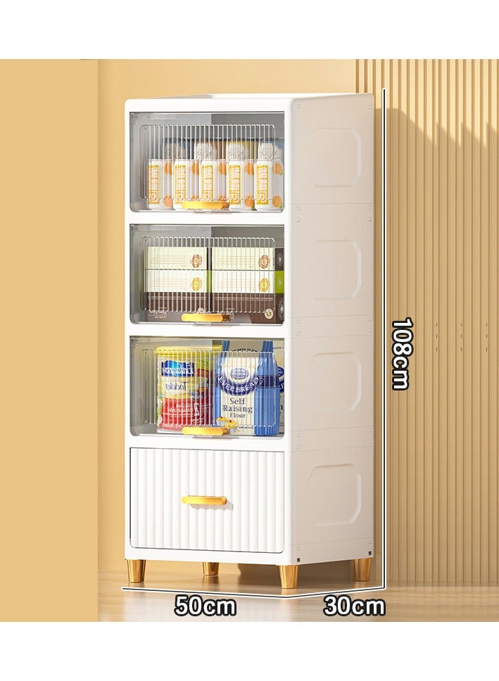 تشولوفز صناديق تخزين بأربع طبقات بأغطية، صناديق تخزين كبيرة جدًا، خزانة تنظيم للمطبخ، خزانة تنظيم وجبات خفيفة شفافة متعددة الطبقات قابلة للطي، للمنزل والمطبخ وغرفة النوم - Image 2