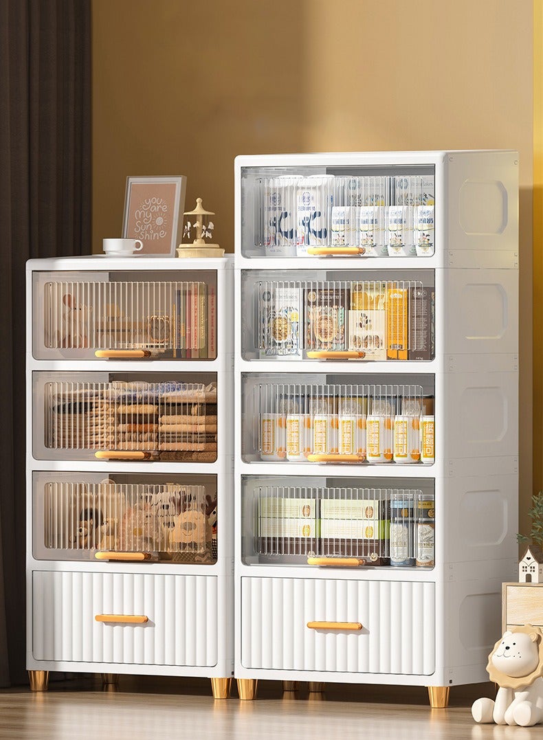 تشولوفز صناديق تخزين بأربع طبقات بأغطية، صناديق تخزين كبيرة جدًا، خزانة تنظيم للمطبخ، خزانة تنظيم وجبات خفيفة شفافة متعددة الطبقات قابلة للطي، للمنزل والمطبخ وغرفة النوم - Image 4