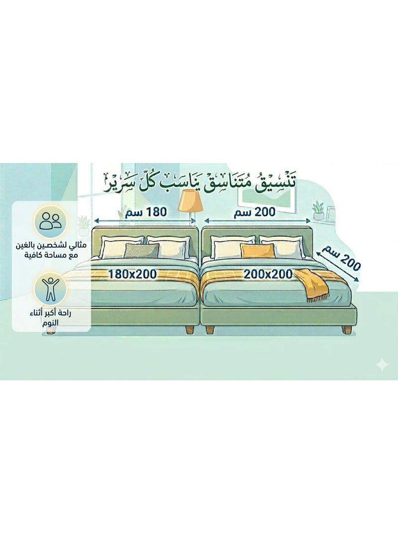 double-sided summer bed set with a floral micA rofiber design, consisting of 6 pieces, adding elegance to your bedroom decor. Includes: 1- Quilt (230*250cm), 1- Fitted sheet (200*200cm), 4- Pillowcases (50*75cm). - Image 2