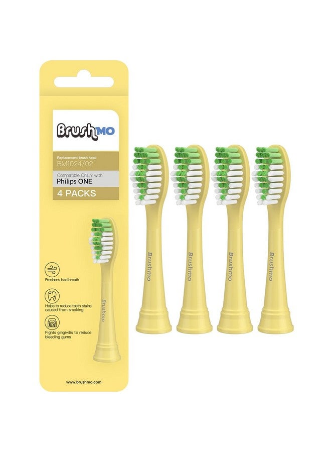 Brushmo رؤوس فرشاة أسنان بديلة متوافقة مع فرشاة الأسنان فيليبس سونيكير ون لطراز Hy1100 رأس فرشاة Mango Bh102202 (مانجو) 4 عبوات - Image 1