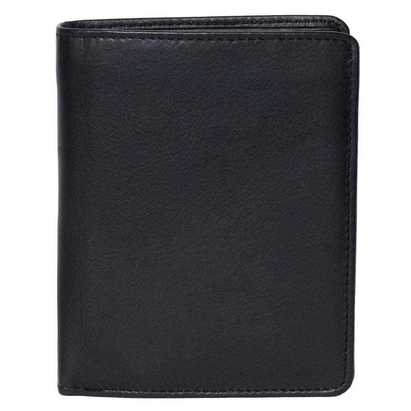 DiLoro Mens Full Size Large Capacity Genuine Full Grain Leather Wallet Bifold Flip ID Coin & Zip Pockets RFID Blocking Anti-Theft (Black Nappa) - Image 2