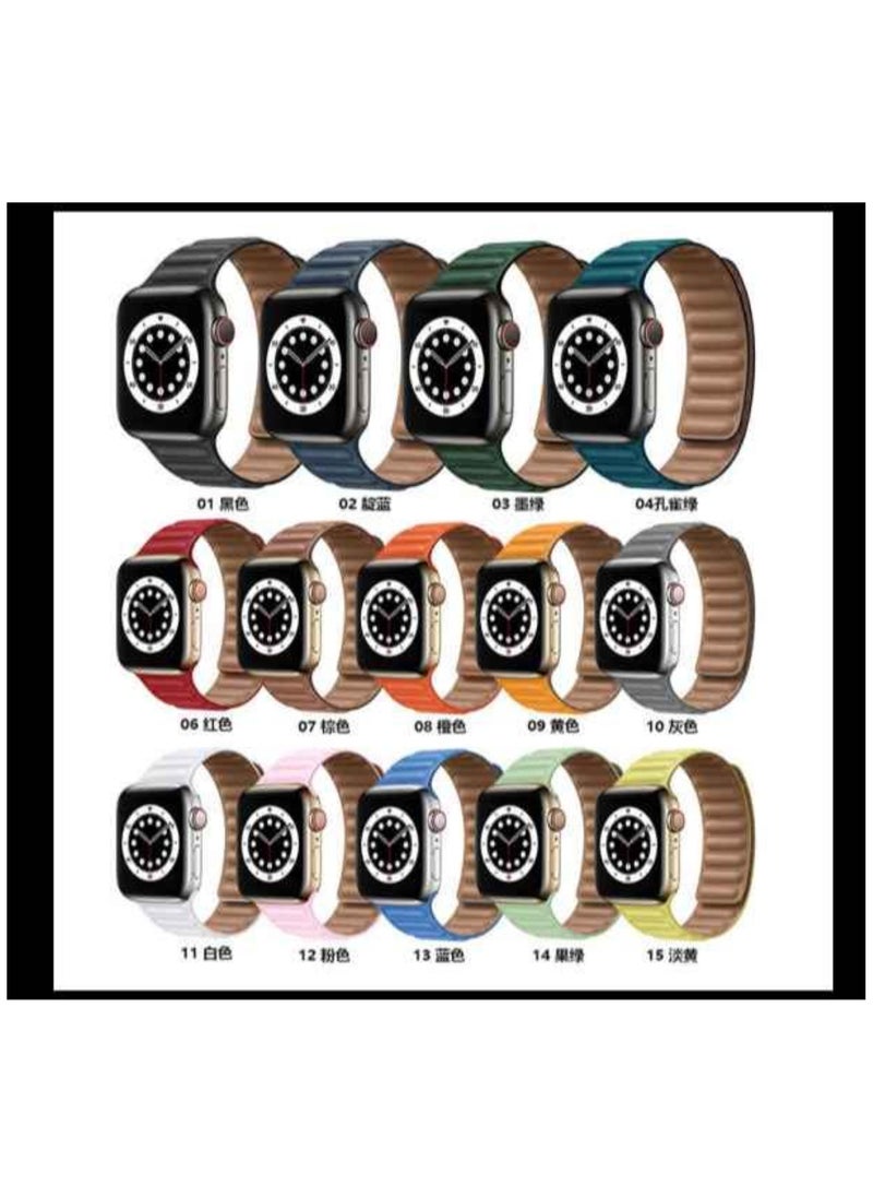 ELTRAZONE - Compatible with Apple Watch Band 45mm,Genuine Leather Watch Strap Replacement for Apple Watch Series 7/ - Image 1