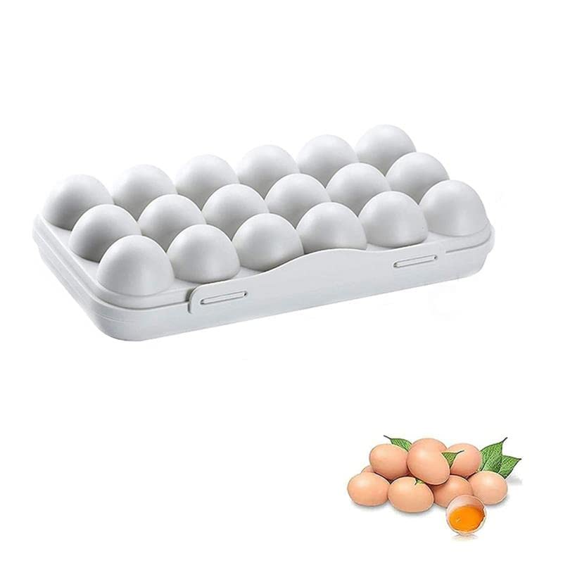 ZROY ENTERPRISE Double Layer Refrigerator 32 Egg Storage Box/Food Storage Box/Vegetable Storage Basket with Tray Double Layer Egg Box (Grey) - Image 1