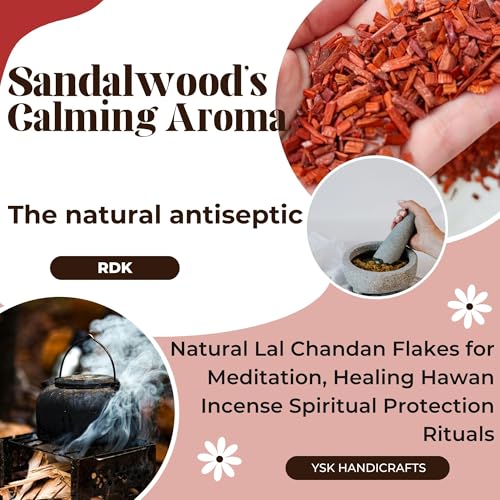 RDK® Natural Red (Lal) Sandalwood Chips Scraps Lal Chandan Lakdi Flakes Raktchandan Chilka Hawan Samagri for Healing Meditation, Protection Incense, Spiritual Supplies - 50 Gram - Image 4
