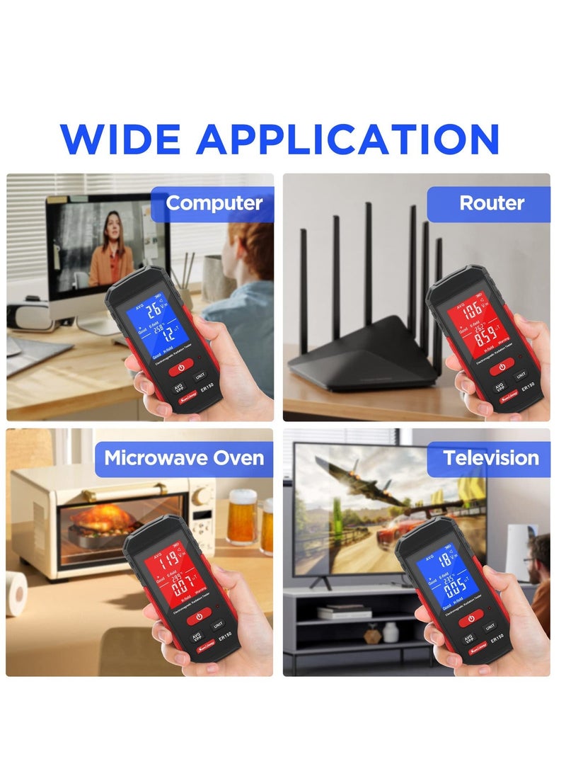 Generic - EMF Meter, Portable Digital Radiation Detector, Handheld EMF Detector for Home/Outdoor, Electric/Magnetic Field/Ghost Detector - LED Light & Sound Alarm Black (1-1999V/m, 0.01-99.99μT) - Image 1