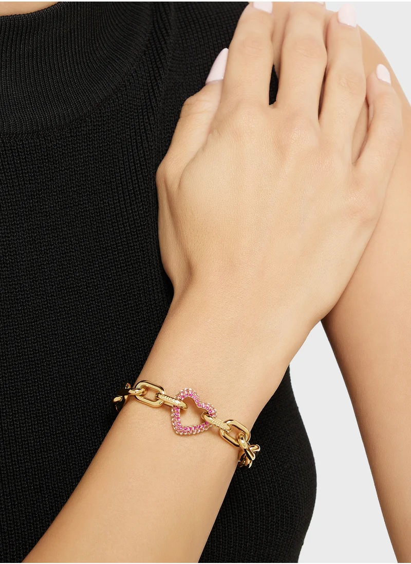 جس Jubb05005Jwygpks 18Mm Pave Heart Chain Bracelet