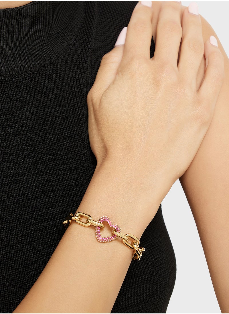 GUESS Jubb05005Jwygpks 18Mm Pave Heart Chain Bracelet  - Image 5