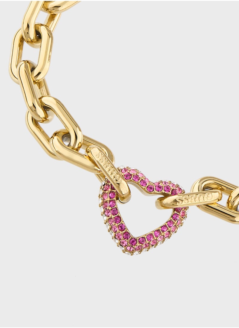 GUESS Jubb05005Jwygpks 18Mm Pave Heart Chain Bracelet  - Image 2
