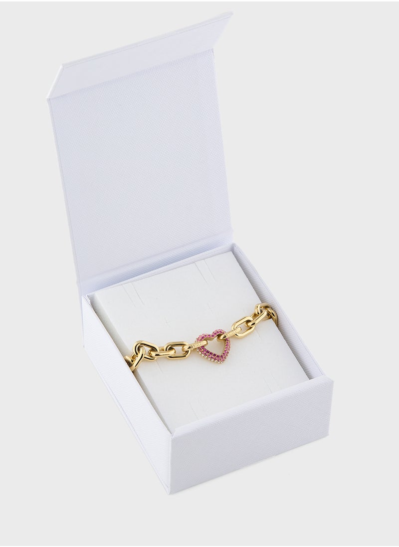 GUESS Jubb05005Jwygpks 18Mm Pave Heart Chain Bracelet  - Image 4