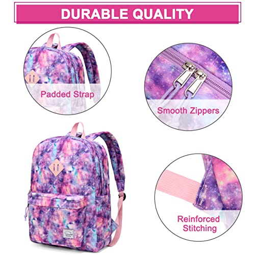 VASCHY Backpack for School, Lightweight Water Resistant Bookbag Casual Daypack for Middle School Teen Girls Pink Galaxy - Image 4