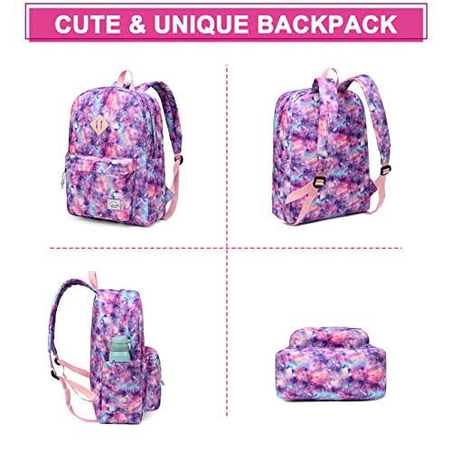 VASCHY Backpack for School, Lightweight Water Resistant Bookbag Casual Daypack for Middle School Teen Girls Pink Galaxy - Image 5