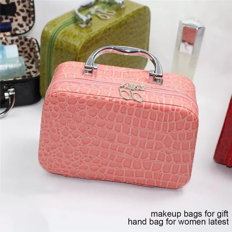 BESTOTTAM Cosmetic Bag Travel Makeup Organizer Cosmetic Boxes Jewelry Organizer Toiletry Bag with Compact Magnifying Mirror and Steel Handle Stylish Makeup Box for Women - Image 4