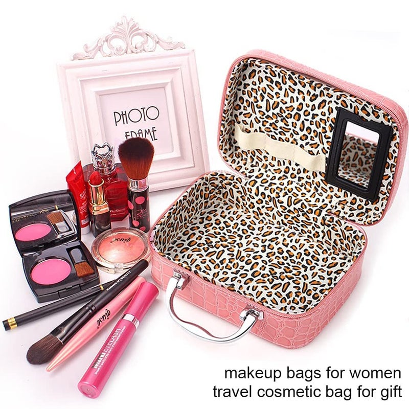 BESTOTTAM Cosmetic Bag Travel Makeup Organizer Cosmetic Boxes Jewelry Organizer Toiletry Bag with Compact Magnifying Mirror and Steel Handle Stylish Makeup Box for Women - Image 2
