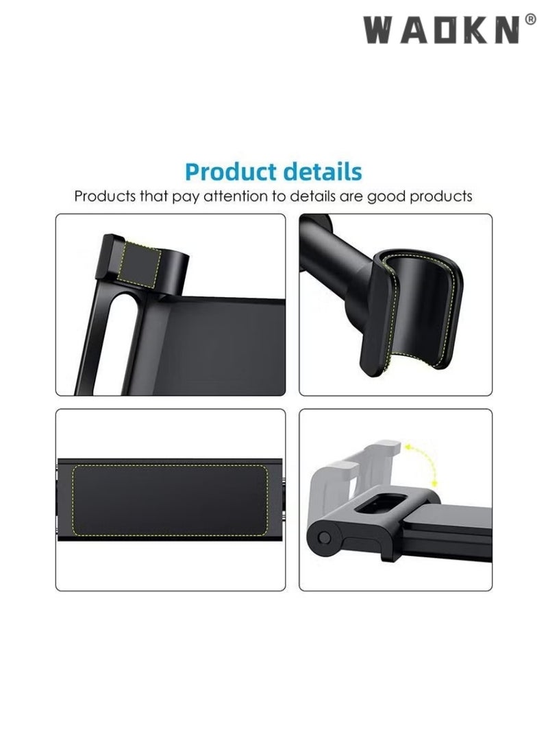 WAOKN Car Tablet Headrest Foldable Holder - Car Back Seat Headrest Tablet Mount Stand for Kids, Long Road Trip Essentials, Compatible with iPad Pro Air Mini, or Other 4.7 to 12.9" Devices, Black  - Image 2