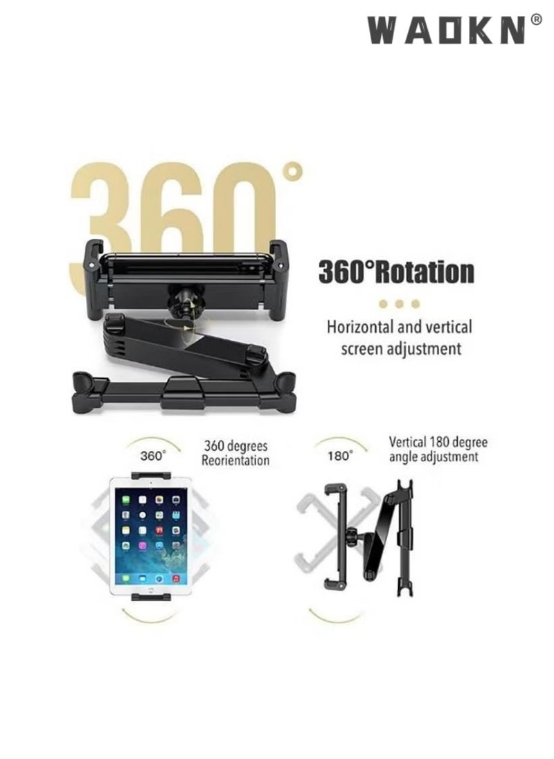 WAOKN Car Tablet Headrest Foldable Holder - Car Back Seat Headrest Tablet Mount Stand for Kids, Long Road Trip Essentials, Compatible with iPad Pro Air Mini, or Other 4.7 to 12.9" Devices, Black  - Image 3
