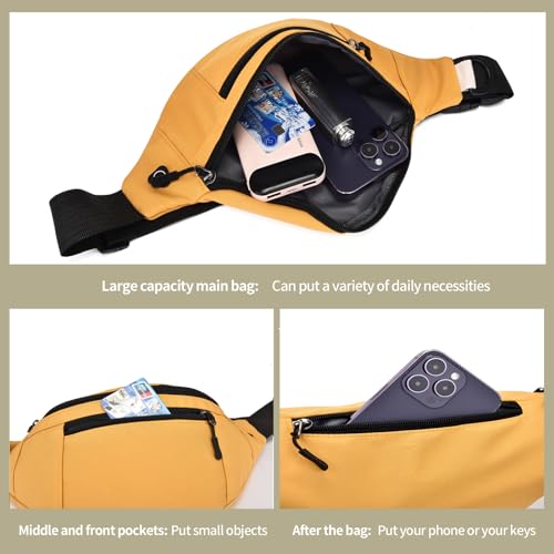 DAITET Large Crossbody Fanny Pack for Men&Women,Waist Bag & Hip Bum Bag for Outdoors Workout Traveling Casual Running Hiking Cycling,Easy Carry Any Phone(Loop Black) - Image 5
