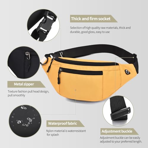 DAITET Large Crossbody Fanny Pack for Men&Women,Waist Bag & Hip Bum Bag for Outdoors Workout Traveling Casual Running Hiking Cycling,Easy Carry Any Phone(Loop Black) - Image 4