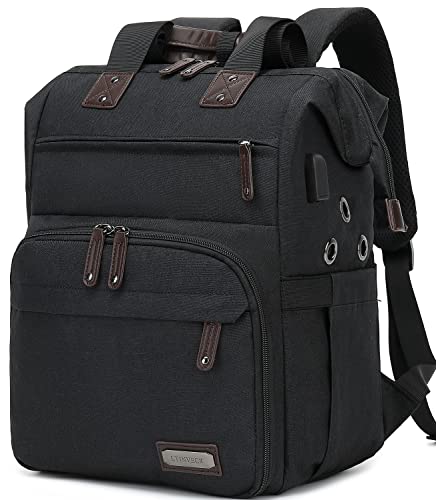 LTINVECK Crochet Backpack,Knitting Bag Backpack Yarn Storage Organizer Travel Crochet Bag with USB Charging Port,Yarn Tote Bag Yarn Holder Case for Knitting Needles, Crochet Hooks,Crochet Accessories,Black - Image 1