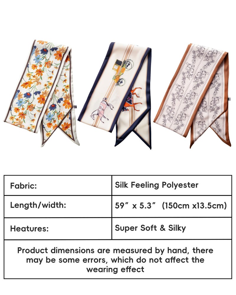 Raylarnia 3-Pack Satin Purse Bag Scarf for Women 59â€Long Silky Twilly Scarves for Neck,Hair,Head,Handbag,Fashion Gift Set - Image 2
