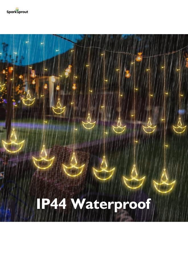 سباركسبروت مصابيح زينة للمنزل من ديوالي - 12 دياس معلقة مع 8 اوضاع وامضة، صندوق بطارية يعمل بمنفذ USB - لحفلات الزفاف والحفلات وديكور غرفة النوم - لون ابيض دافئ من تيوكس - Image 3