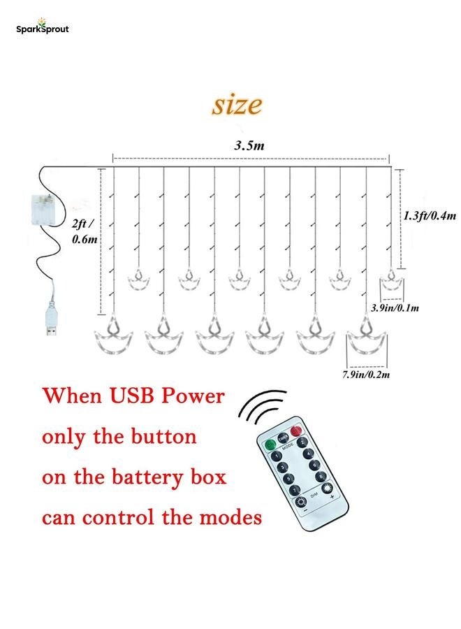 سباركسبروت مصابيح زينة للمنزل من ديوالي - 12 دياس معلقة مع 8 اوضاع وامضة، صندوق بطارية يعمل بمنفذ USB - لحفلات الزفاف والحفلات وديكور غرفة النوم - لون ابيض دافئ من تيوكس - Image 2