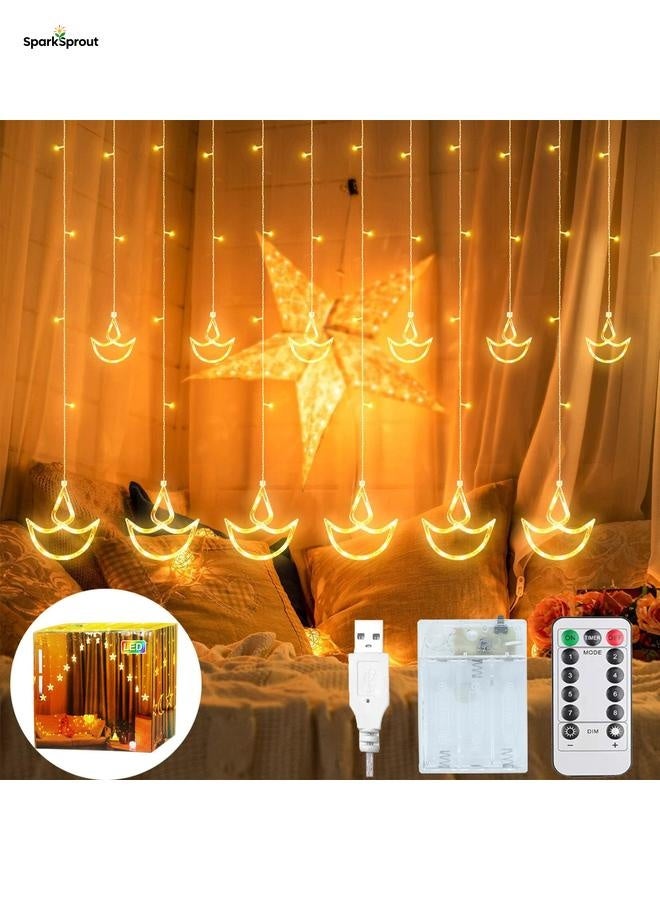 سباركسبروت مصابيح زينة للمنزل من ديوالي - 12 دياس معلقة مع 8 اوضاع وامضة، صندوق بطارية يعمل بمنفذ USB - لحفلات الزفاف والحفلات وديكور غرفة النوم - لون ابيض دافئ من تيوكس - Image 1