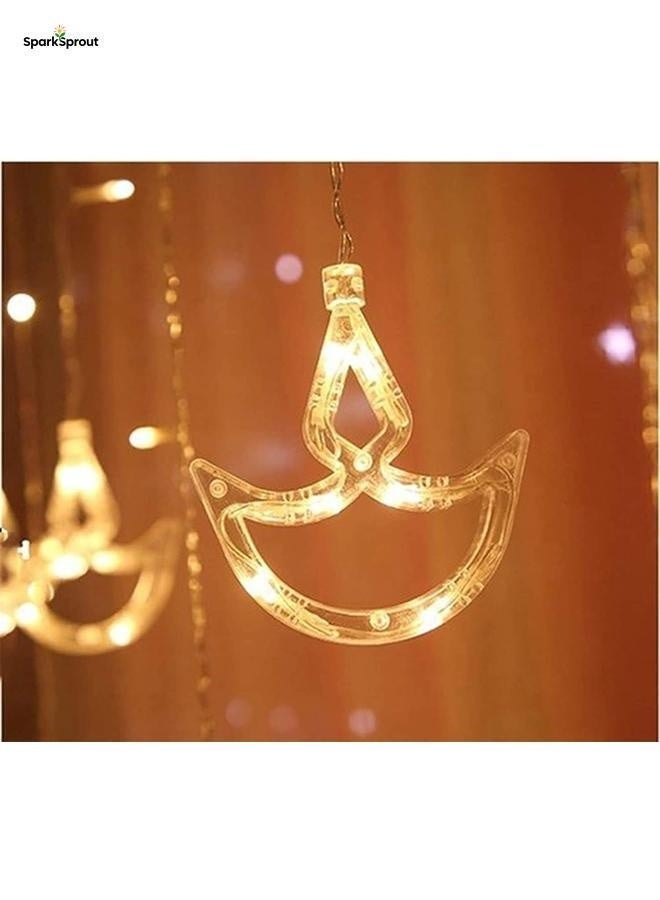 سباركسبروت زينة ديوالي للمنزل، 12 مصباح ديا معلّقًا مع 8 أوضاع وميض، إضاءة ومصابيح ديوالي، تعمل عبر USB أو صندوق بطاريات، بلون أبيض دافئ - Image 4