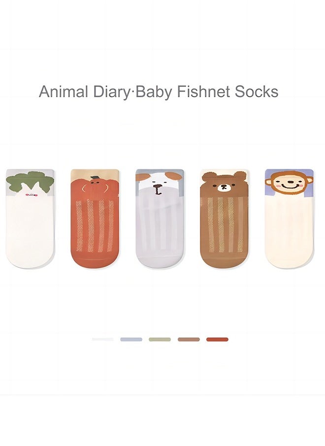 Socks Toddler Fishnet Socks Boneless Combed Cotton Baby Socks Animal Diary Cartoon Garter Little Girls Boys Walking Socks 5 Pairs (Suitable for 1-3 Years Old)  - Image 2