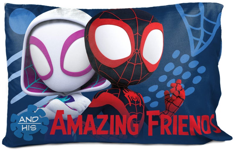 Jay Franco Marvel Spidey and His Amazing Friends Team Spidey 1 Single Reversible Pillowcase - Double-Sided Kids Super Soft Bedding - Image 2