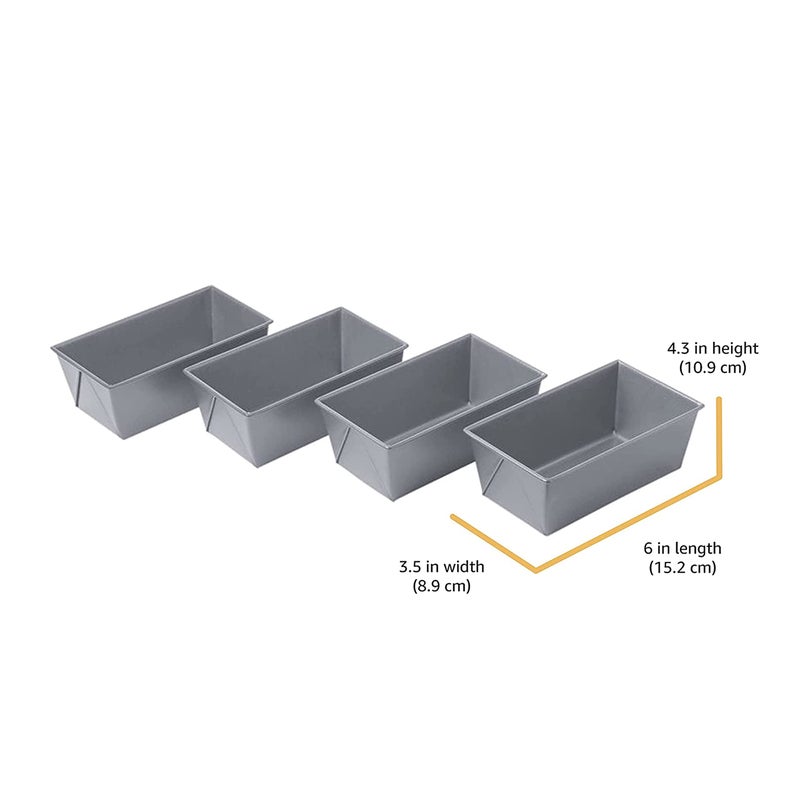 Chicago Metallic Commercial II Non-Stick Mini Loaf Pans, 5-3/4 by 3-1/4 by 2-1/4-Inch, Gray (Pack of 4) - Image 2