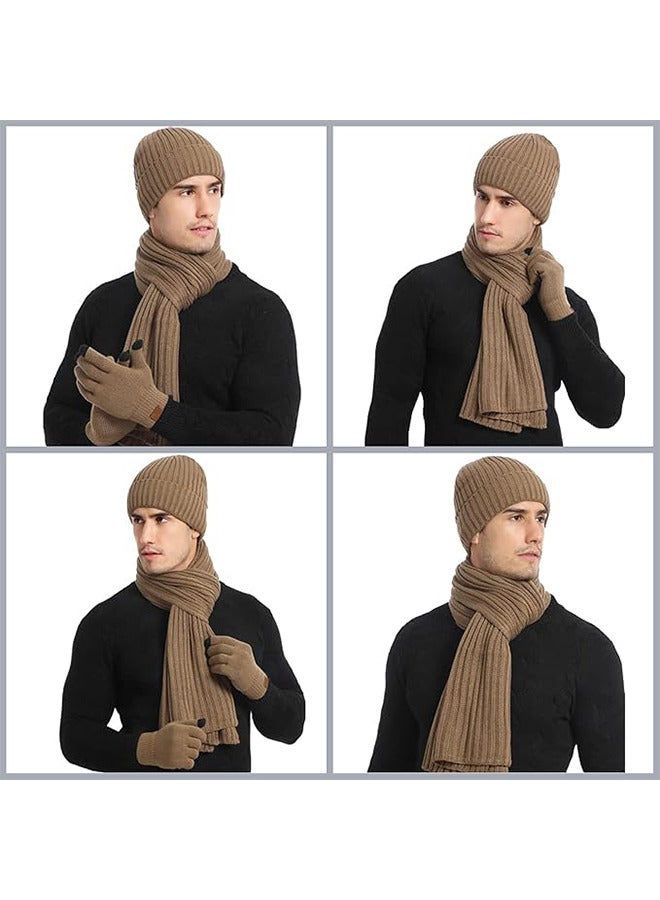RATSAW 3Pcs Winter Beanie Hat Scarf Gloves Set for Men Women Ski Cap Touch Screen Mittens Warm Scarf  - Image 5