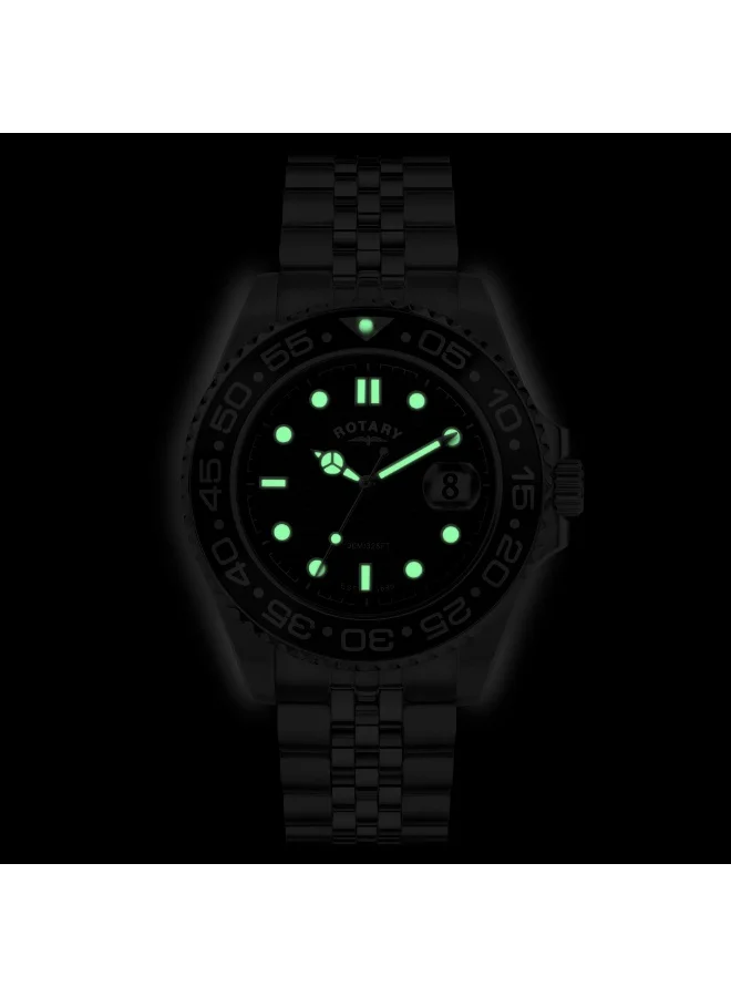 Rotary  Rotary Men's Apex 100 Black Dial Stainless Steel Bracelet Watch - RGB10015/04 for Men | Best Price UAE