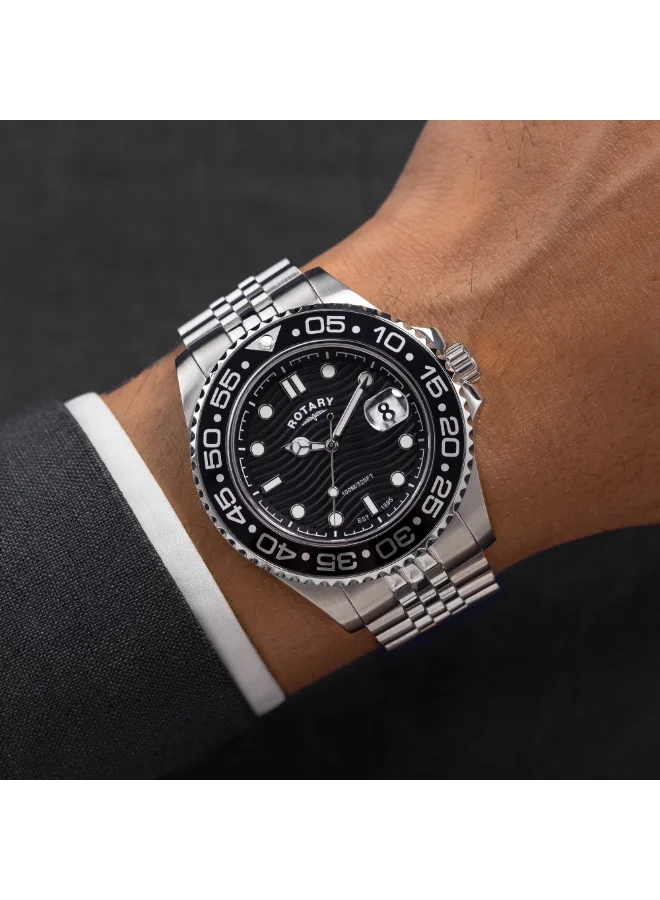Rotary  Rotary Men's Apex 100 Black Dial Stainless Steel Bracelet Watch - RGB10015/04 for Men | Best Price UAE