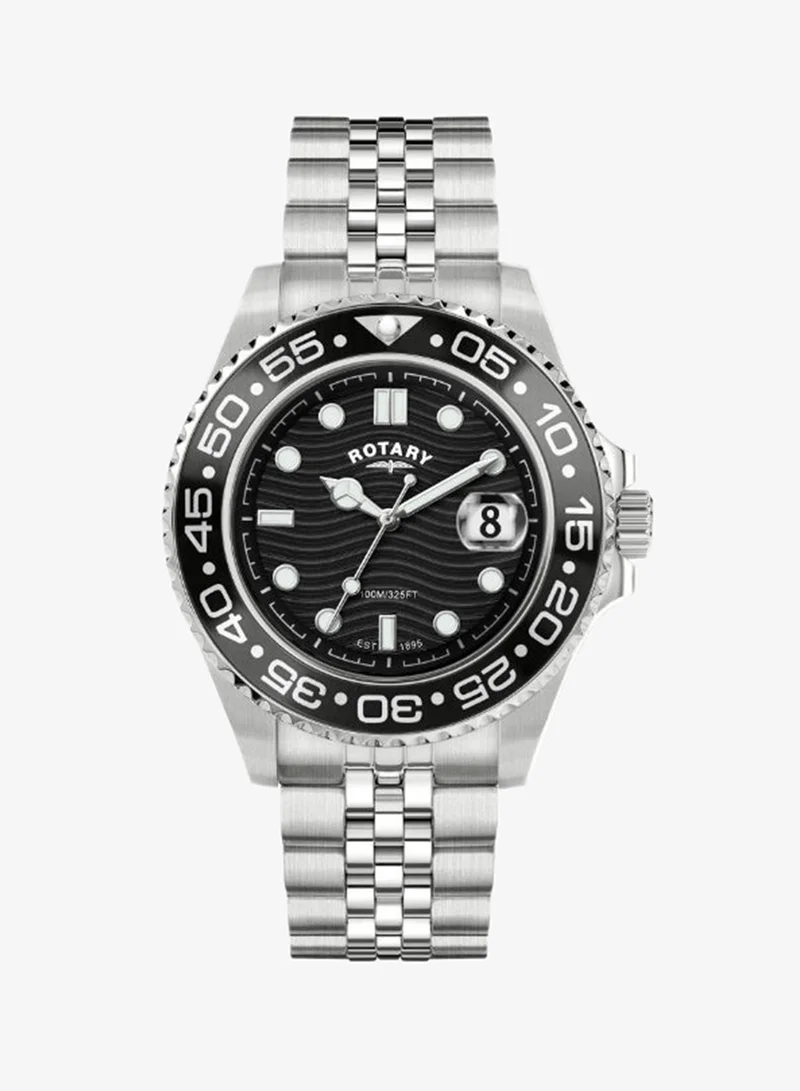 Rotary Rotary Men's Apex 100 Black Dial Stainless Steel Bracelet Watch - RGB10015/04