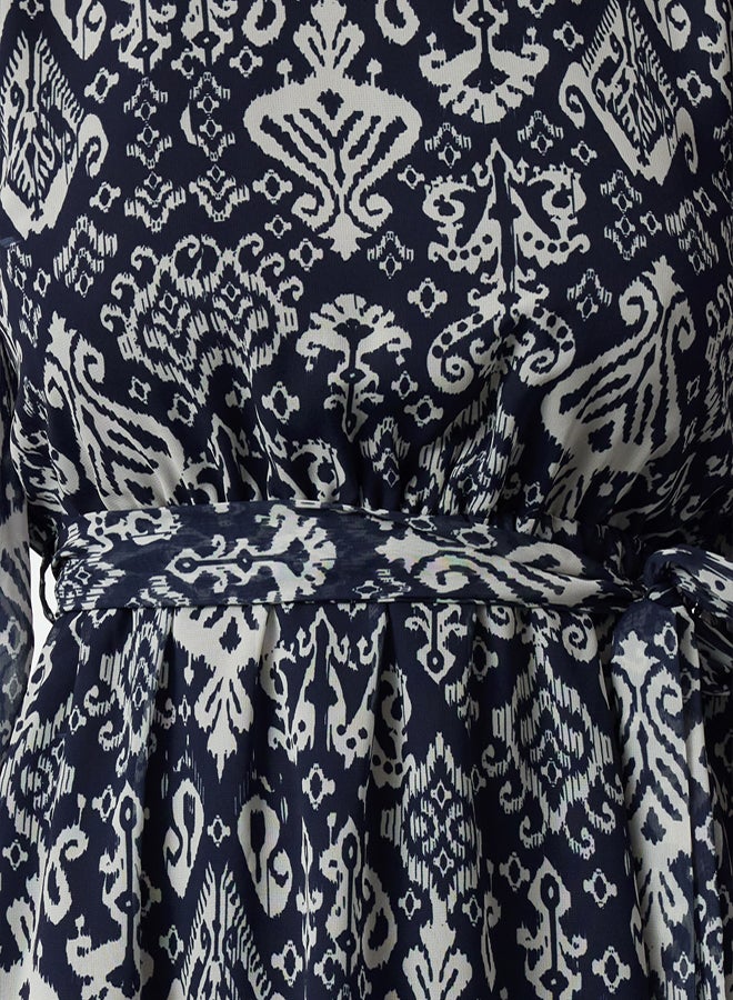 trendyol Ethnic Woven Navy Blue Winter Dress - Image 3