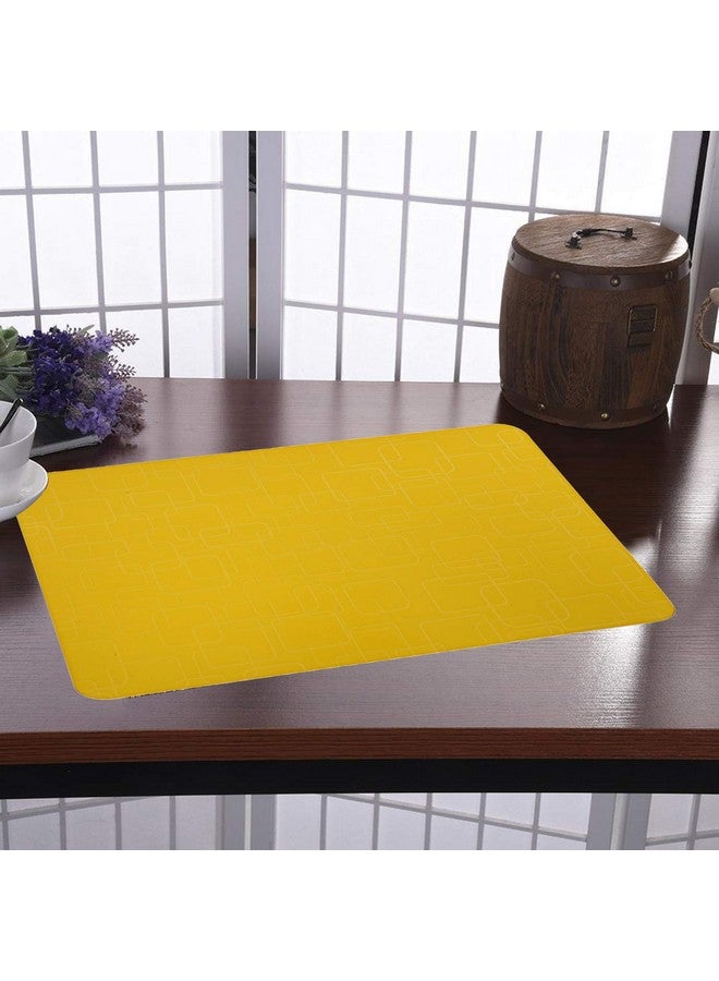 Kuber Industries Checkered Design PVC 6 Pieces Dining Table Placemat Set (Yellow), CTKTC13704 - Image 4