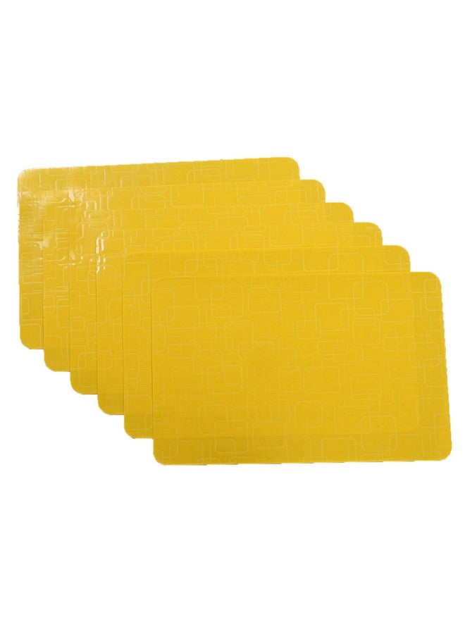 Kuber Industries Checkered Design PVC 6 Pieces Dining Table Placemat Set (Yellow), CTKTC13704 - Image 2