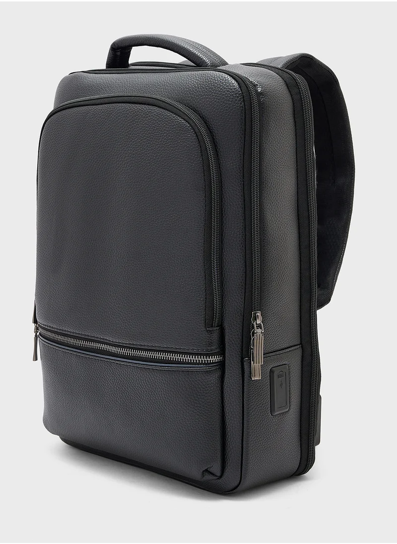 Robert Wood Premium Faux Leather Backpack