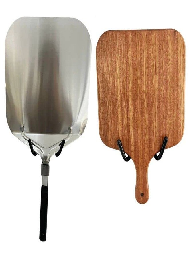 AUXPhome Rust Resistant Metal Wall Mounted Pizza Peel Rack, Black, 2 Pack - Image 1