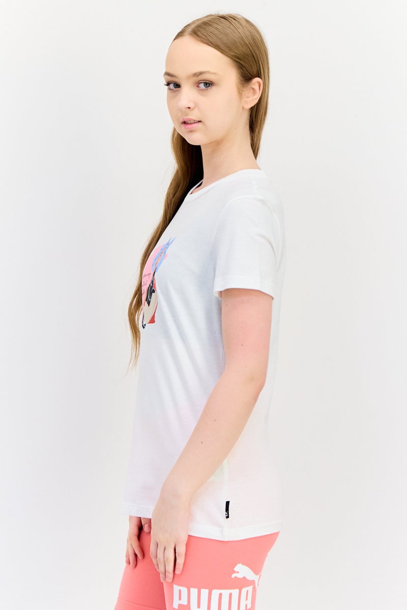 PUMA Women Sportswear Fit Graphic Print Outdoor T-Shirt, White - Image 2