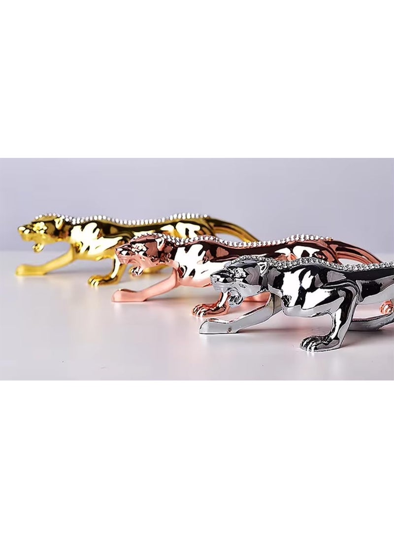 Rubik Decor Leopard, 19cm Zinc Alloy Animal Figurines for Home Car Office Living Room Decoration (Silver) - Image 3