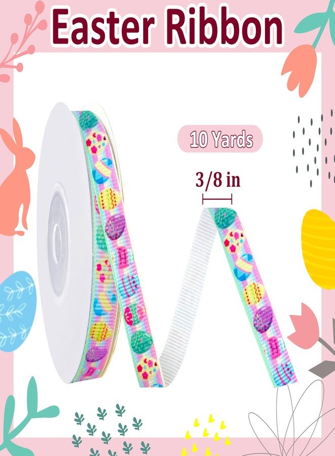 Yoblink Easter Grosgrain Ribbon,Easter Ribbon Thin Colorful Ribbon for Gift Wrapping,3/8 Inches 10 Yards(Color Egg) - Image 2