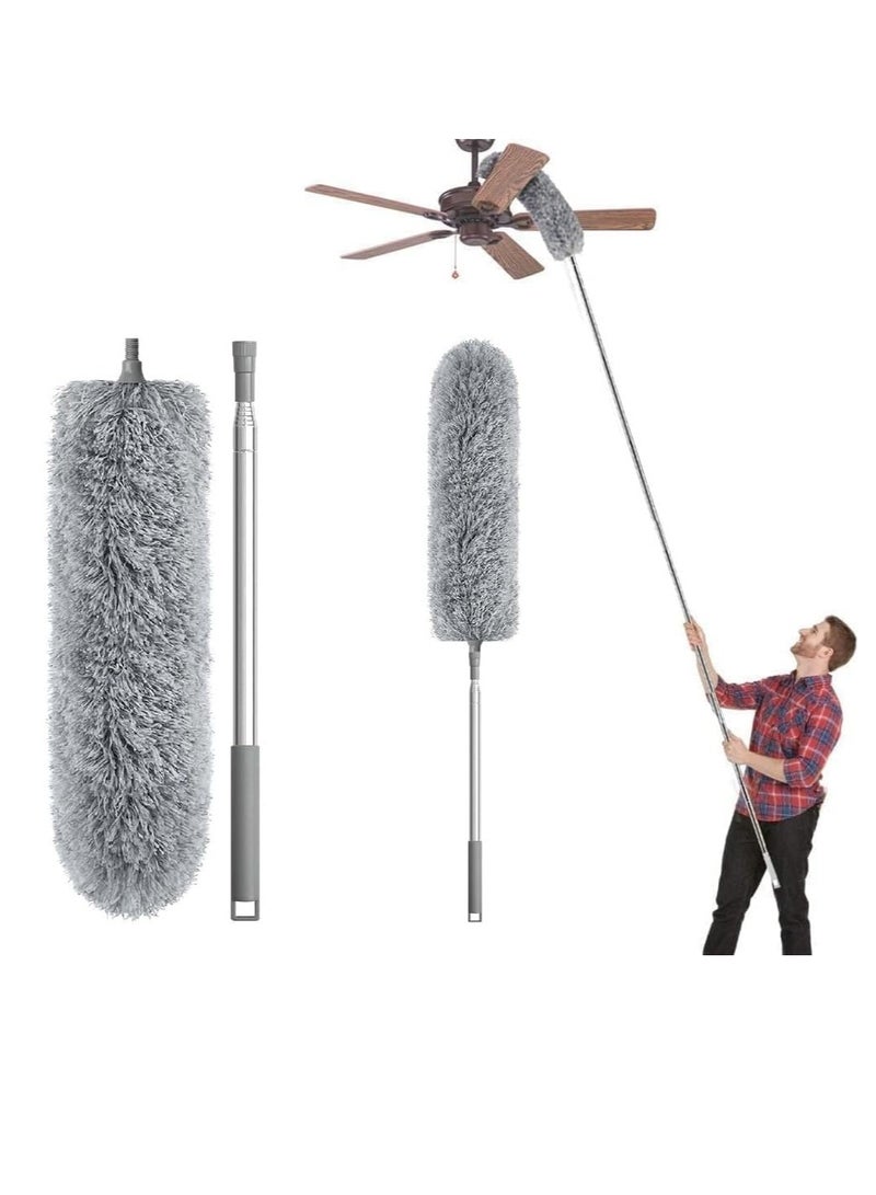 Extendable Microfiber Feather Duster with Bendable Head Adjustable Telescoping Stainless Steel Rod Washable and Detachable for Easy Cleaning Reusable Household Cleaning Tool (32-109in) - Image 1