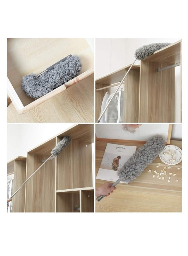 Extendable Microfiber Feather Duster with Bendable Head Adjustable Telescoping Stainless Steel Rod Washable and Detachable for Easy Cleaning Reusable Household Cleaning Tool (32-109in) - Image 2